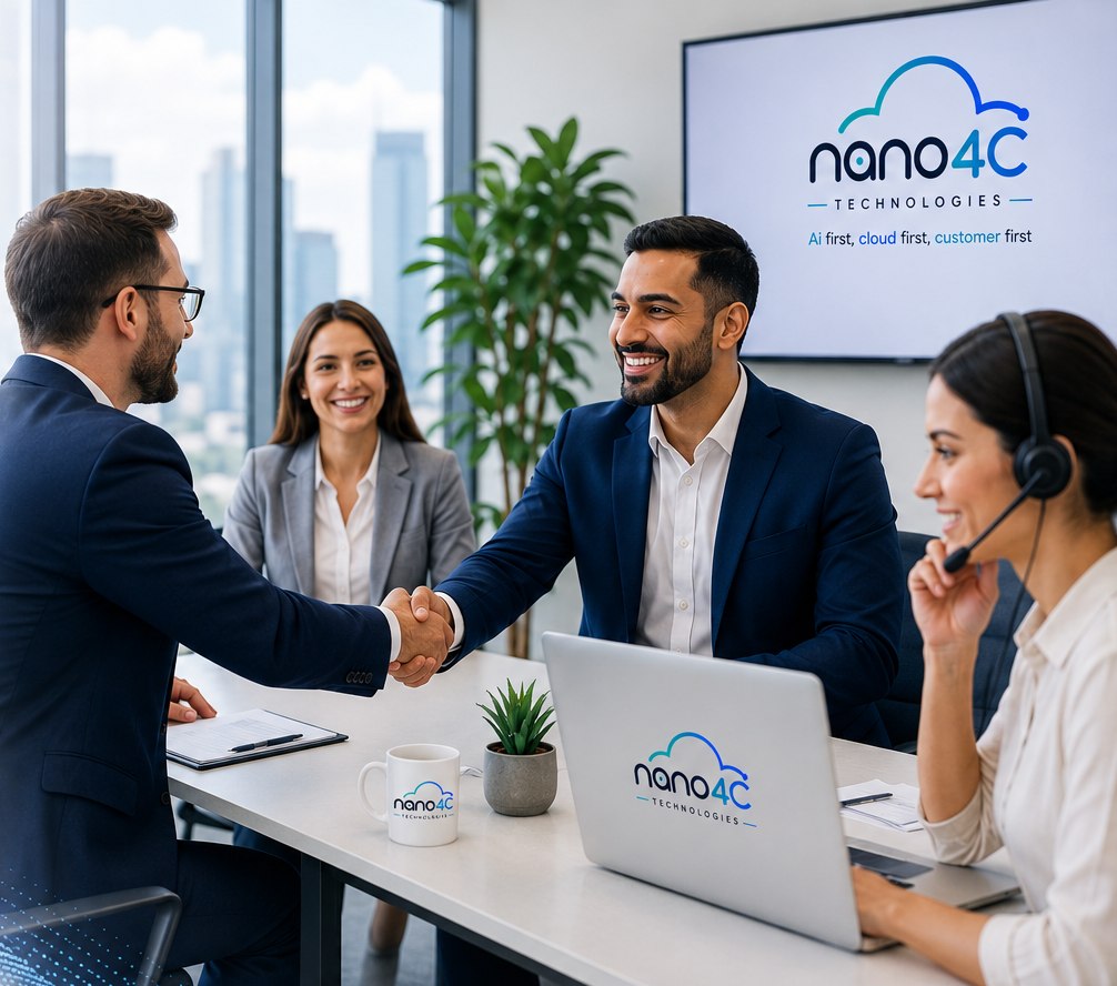nano4C Technologies team meeting with a client
